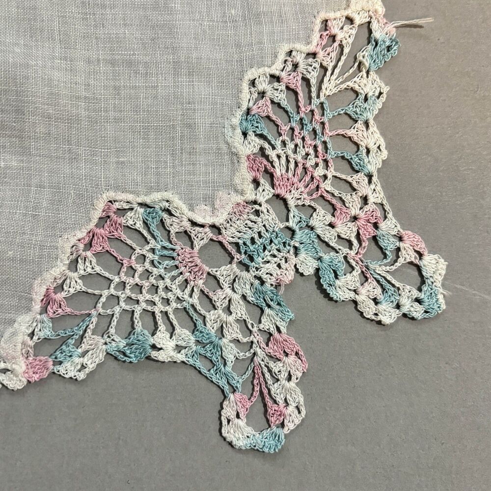 Heirloom Crochet Lace Butterfly Handkerchief Bridesmaid Wedding Cottagecore - Picture 3 of 4
